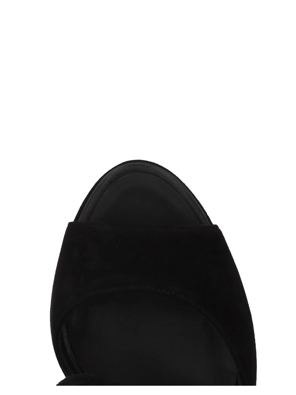L Silla Black Suede Platform Block Heel Sandals, Size 8
